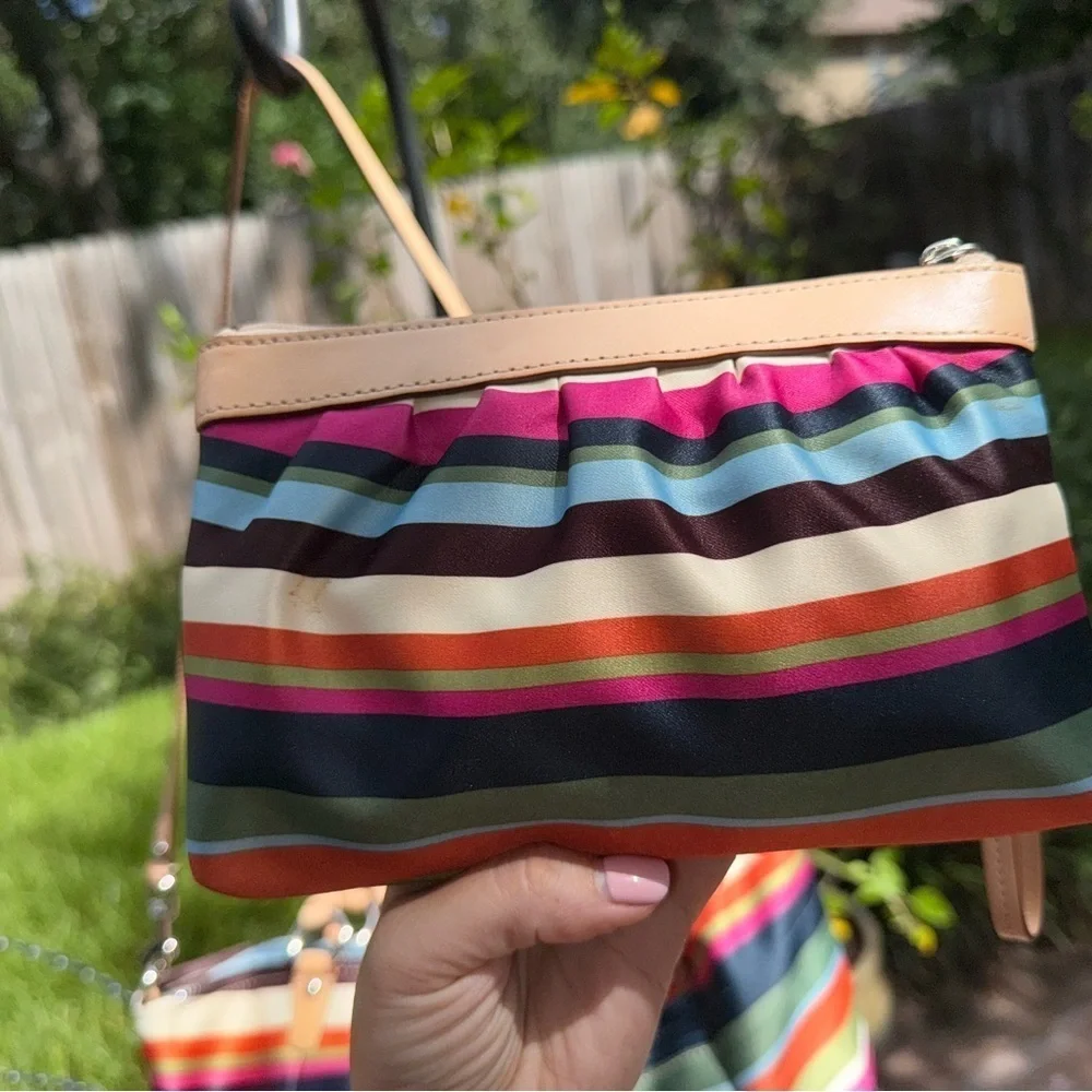 Rare Coach Legacy Stripe Leah Large Tote Purse & Matching Wristlet